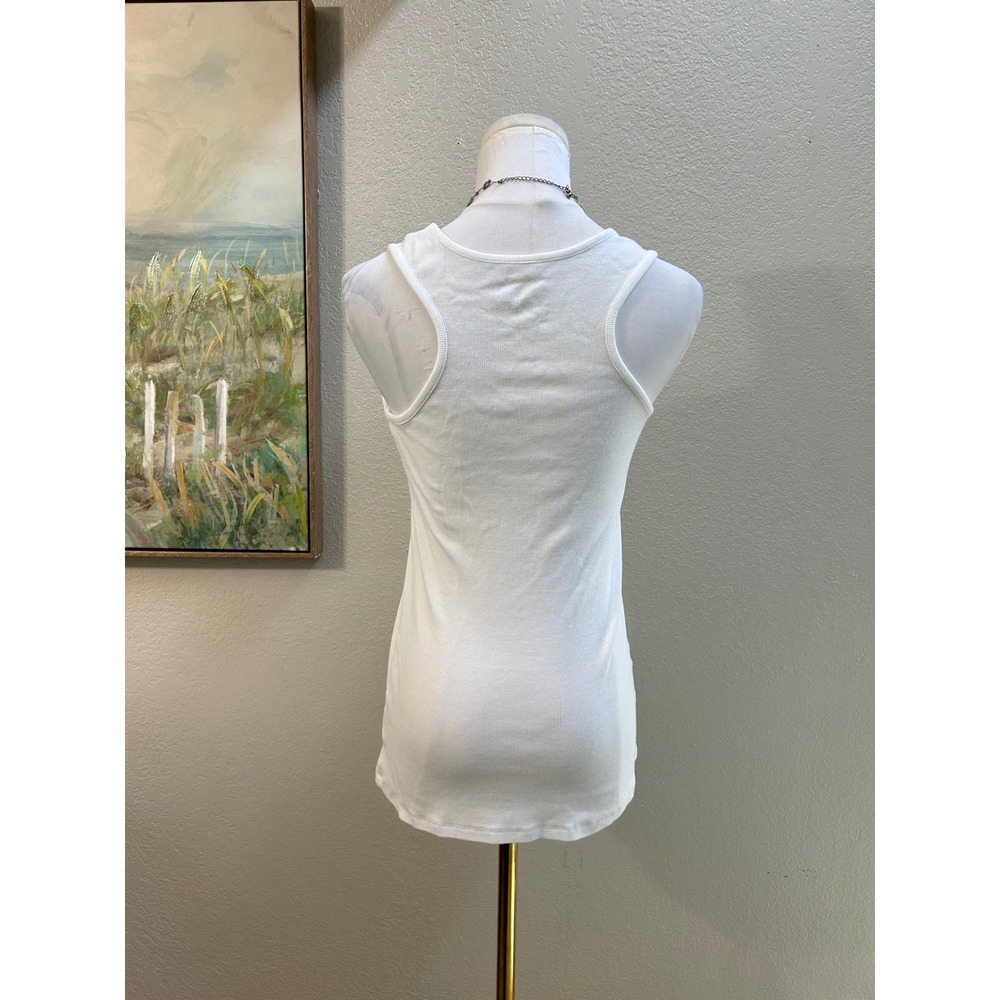 Santa Baby Rhinestone Ribbed Tank Top White Large - Picture 2 of 8